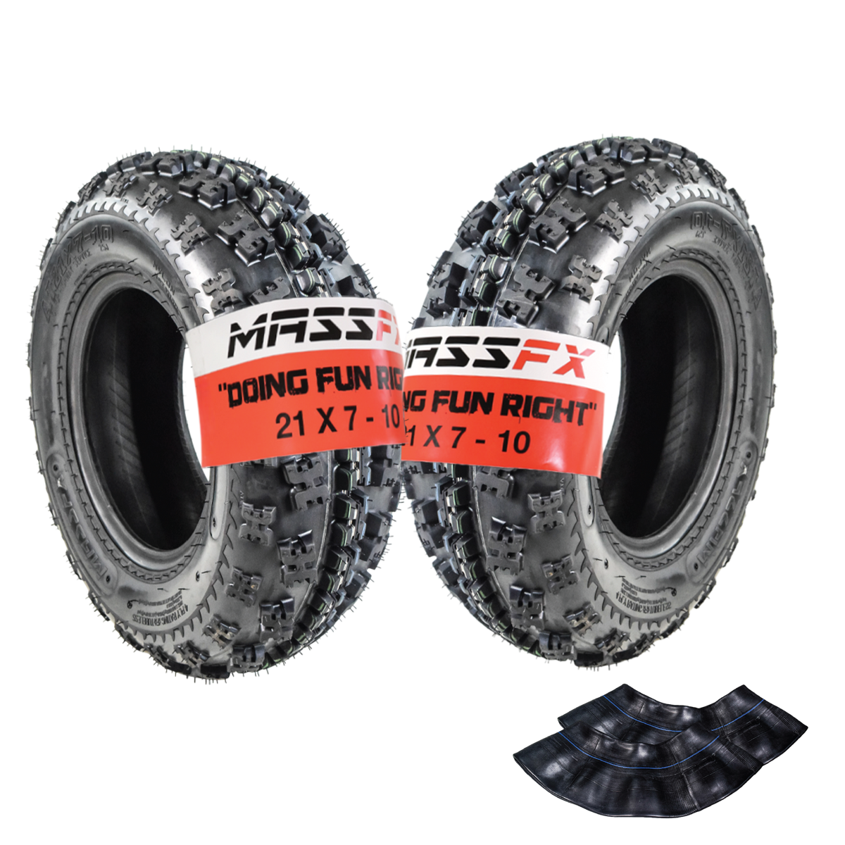 MASSFX 21x7-10 Front Tires & TR-6 Tubes - ATV, UTV, & SxS - 4-Ply (2 Pk)