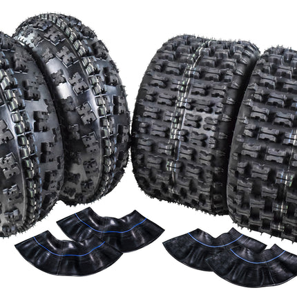 MASSFX 21x7-10 Front (2) & 20x10-9 Rear (2) Tires & TR-6 Tubes-ATV, UTV, & SxS