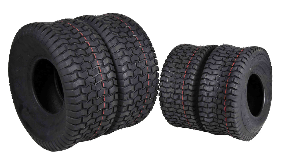 MASSFX 15x6-6 Front (2) & 20x8-8 Rear (2) Tire Set for Turf & Lawn Use (4-Pack)