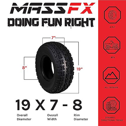 MASSFX 19x7-8 ATV Kawasaki Bayou Tire 4-ply 2 Pack 19x7x8 Polaris RZR 170