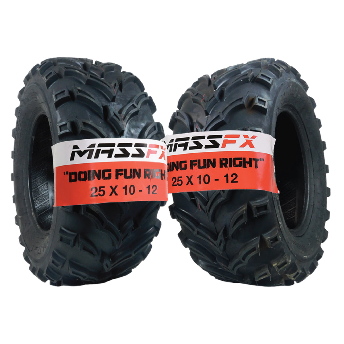 MASSFX 25x10-12 Rear Tires for ATV, UTV, & SxS-6-Ply w/ 1/2" Tread Depth (2-pk)