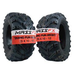 MASSFX 25x10-12 Rear Tires for ATV, UTV, & SxS-6-Ply w/ 1/2" Tread Depth (2-pk)