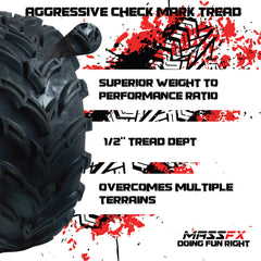 MASSFX 25x10-12 Rear Tires for ATV, UTV, & SxS-6-Ply w/ 1/2" Tread Depth (2-pk)