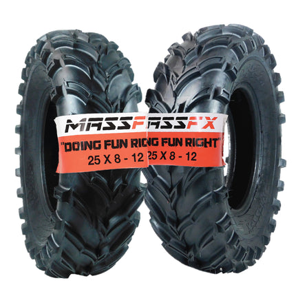 New MassFx Sport  ATV Tire MO set (2) 25x8-12 6 PLY 25X8x12 25x8/12