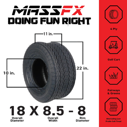 MASSFX SL 18x8.5-8 Front/Rear Golf Cart, Lawn & Garden Tire 4 PLY - (4) Tire