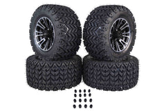 MASSFX SL 20x10-10 F/R Golf Cart, QUAKE 4 Blk Wheels 10x7 4/101.6 & 16 Blk Lugs