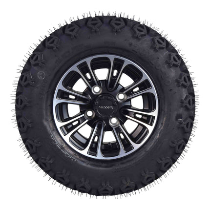 MASSFX SL 20x10-10 F/R Golf Cart, QUAKE 4 Blk Wheels 10x7 4/101.6 & 16 Blk Lugs