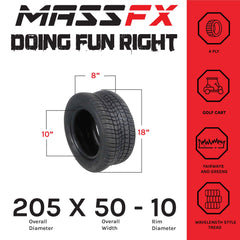 MASSFX SL 205/50-10 Front/Rear Golf Cart, Lawn & Garden Tire 4 PLY - (2) Tire