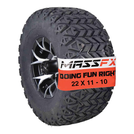 MASSFX SL 22x11-10 Front/Rear Golf Cart Tire, PIT VIPER Blk Wheel 10x7 4/101.6