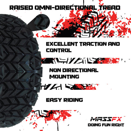 MASSFX SL 22x11-10 Front/Rear Golf Cart Tire, PIT VIPER Blk Wheel 10x7 4/101.6