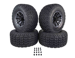 MASSFX SL 22x11-10 F/R Golf Cart, QUAKE 4 Blk Wheels 10x7 4/101.6 & 16 Blk Lugs