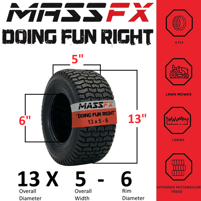 MASSFX 13x5-6 Lawn Mower Tires 4ply