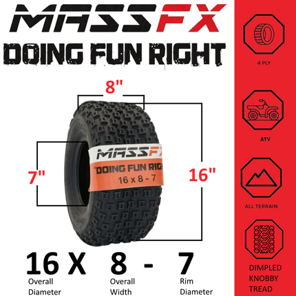 MASSFX Go Kart/ATV Single Tire 16x8-7 4Ply
