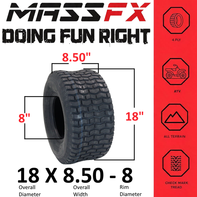 Two 18x9.50-8 Wanda P332 Turf Master Lawn Tire