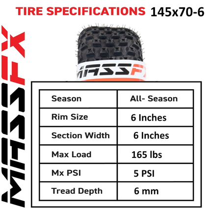MASSFX Go Kart/ATV Tires 4 set 145x70-6 4Ply