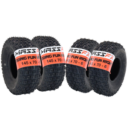 MASSFX 145/70-6 Tires for Go-Kart, Mini Bike, ATV, Lawn & Garden -6-Ply (4-Pack)