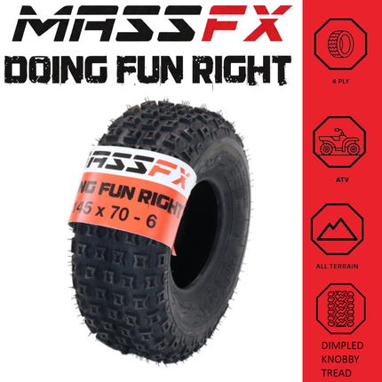 MASSFX 145/70-6 Tires for Go-Kart, Mini Bike, ATV, Lawn & Garden -6-Ply (4-Pack)