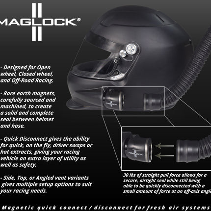 Maglock Magnetic Forced Air Helmet Coupling System Safe Quick Connect and Detach (w/ Keychain)