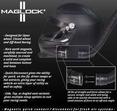 Maglock Magnetic Forced Air Helmet Coupling System Safe Quick Connect and Detach (w/ Keychain)