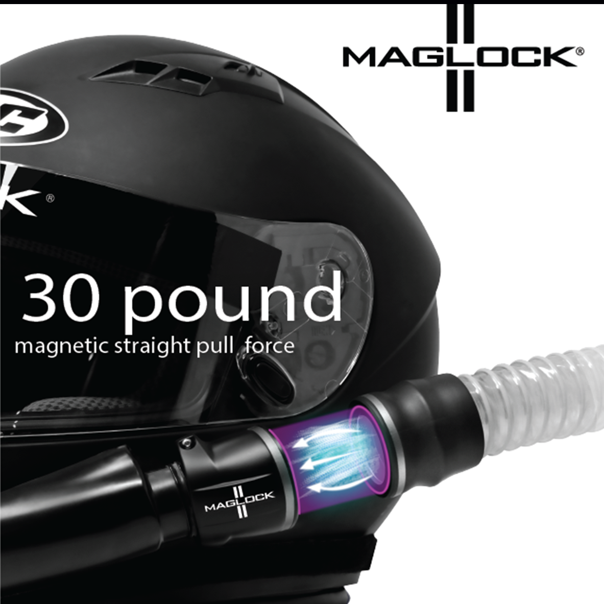 Maglock Magnetic Forced Air Helmet Connector with Safe Quick Connect and Detach for Professional & Hobby Racers