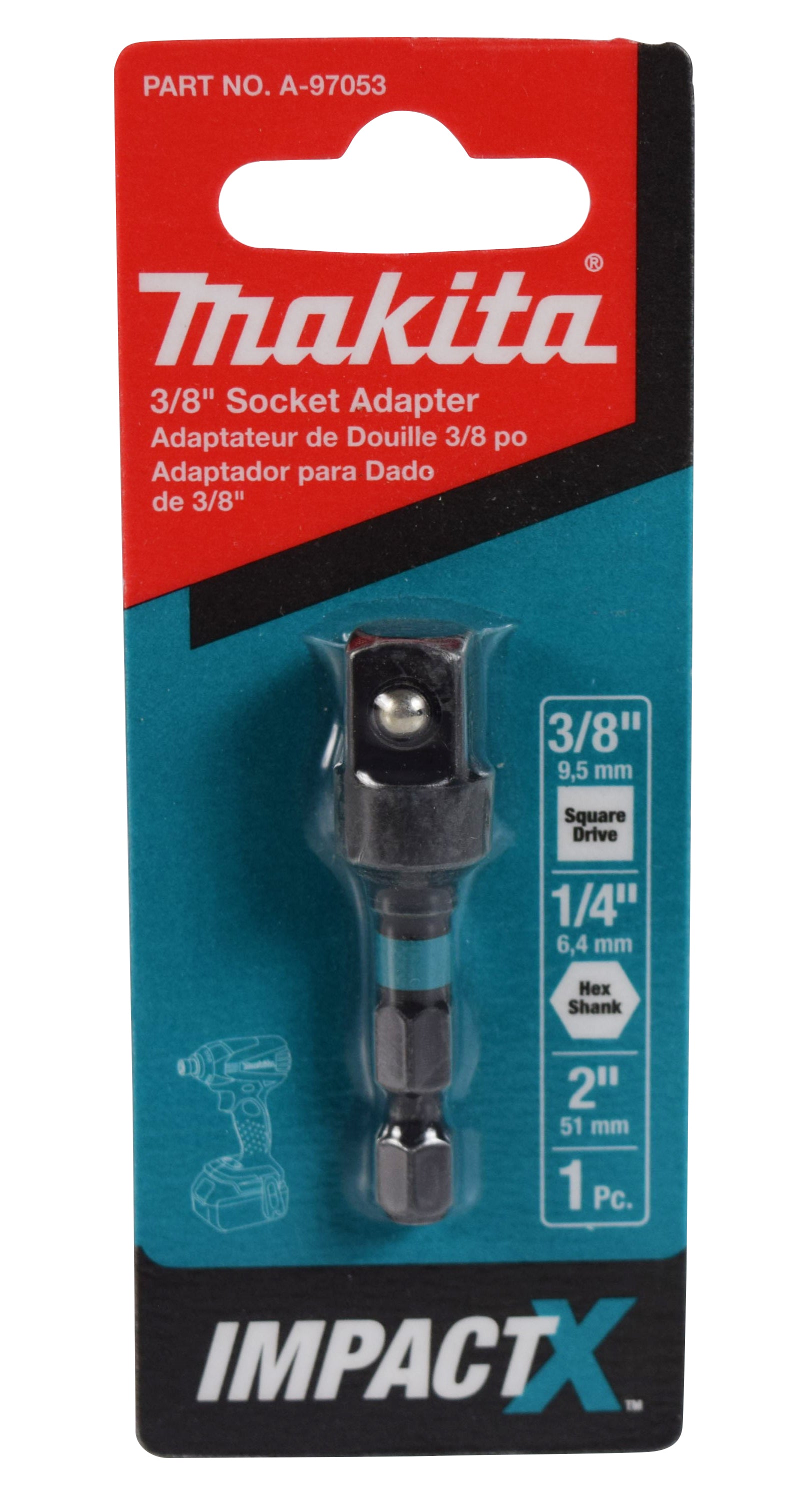 Makita A-97053 3/8-Inch x 2-Inch ImpactX Retention Ball Socket Adapter