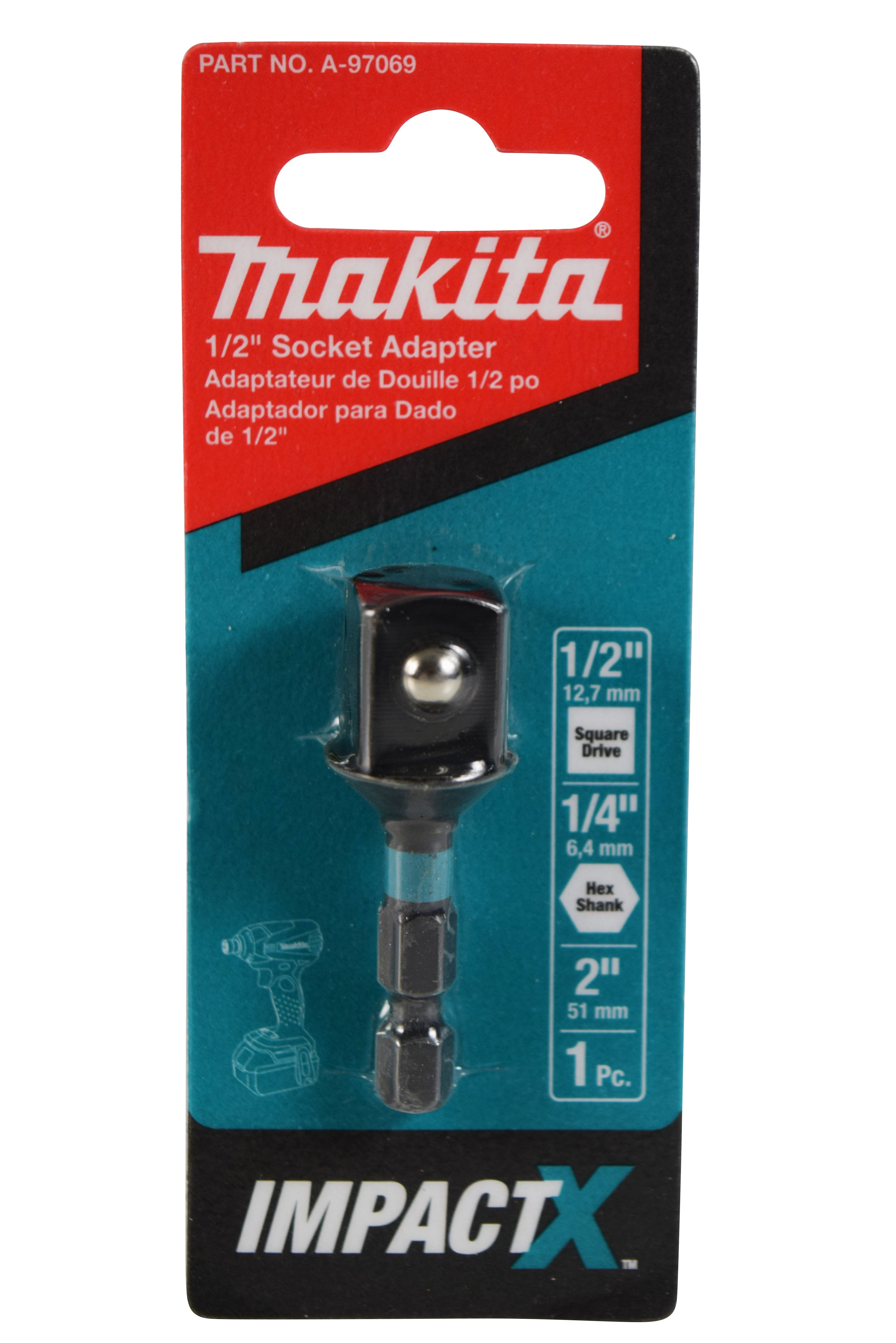 Makita A-97069 1/2-Inch x 2-Inch ImpactX Retention Ball Socket Adapter ...