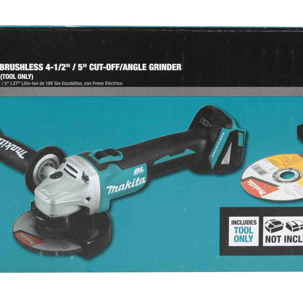 Makita XAG09Z 18V LXT Brushless Cordless 4-1/2" / 5" Angle Grinder with Automatic Speed Change, Variable Speed, Electronic Current Limiter and Electric Brake, Tool Only