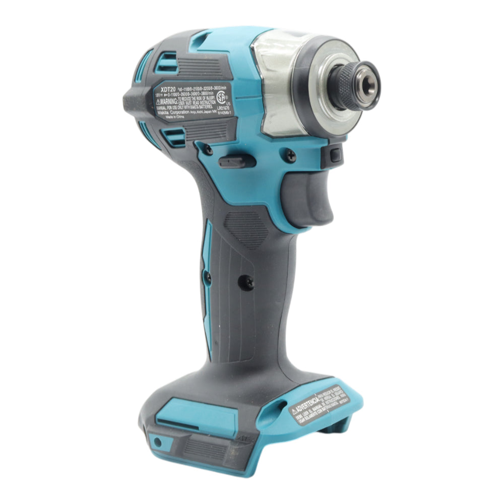 Makita XDT20Z 18V Cordless 4-Speed 1/4" Impact Driver – 1,590 in-lb Torque, Quick-Shift Mode, Assist & Tightening Modes, 360° LED Light Ring, All-Metal Gear Housing, Compact 4.5" Length (Tool-Only)
