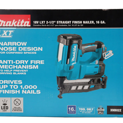 Makita XNB02Z 18V LXT Straight Finish Nailer, 16 Gauge, 2-1/2" (Tool Only)