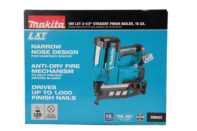 Makita XNB02Z 18V LXT Straight Finish Nailer, 16 Gauge, 2-1/2" (Tool Only)