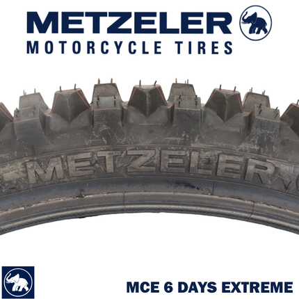 Metzeler MCE 6 Days Extreme Rear Dirt Bike Tire 120/90-18 - Off-Road Enduro Competition Tire - Tube Type - Bonus Motorcycle Tire Keychain