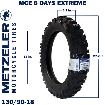 Metzeler MCE 6 Days Extreme Dirt Bike Tire Set - Front 80/90-21 & Rear 130/90-18 - Off-Road Enduro Competition Tires - Bonus Keychain