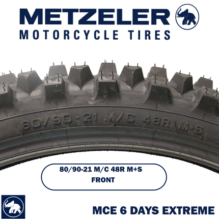 Metzeler MCE 6 Days Extreme Dirt Bike Tire Set - Front 80/90-21 & Rear 110/80-18 - Off-Road Enduro Competition Tires - Bonus Keychain