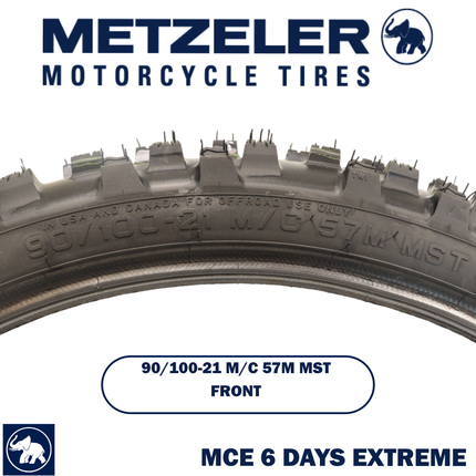Metzeler MCE 6 Days Extreme Front Dirt Bike Tire 90/100-21 - Off-Road Enduro Competition Tire - Tube Type - Bonus Motorcycle Tire Keychain