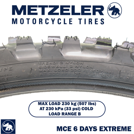 Metzeler MCE 6 Days Extreme Front Dirt Bike Tire 90/100-21 - Off-Road Enduro Competition Tire - Tube Type - Bonus Motorcycle Tire Keychain