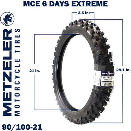 Metzeler MCE 6 Days Extreme Dirt Bike Tire Set - Front 90/100-21 & Rear 110/80-18 - Off-Road Enduro Competition Tires - Bonus Keychain