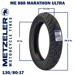 Metzeler ME 888 Marathon Ultra 130/80-17 & 180/65B16 MC Tire Set with Keychain