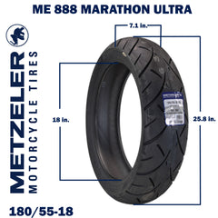 Metzeler ME 888 Marathon Ultra 130/80-17 & 180/55B18 MC Tire Set with Keychain