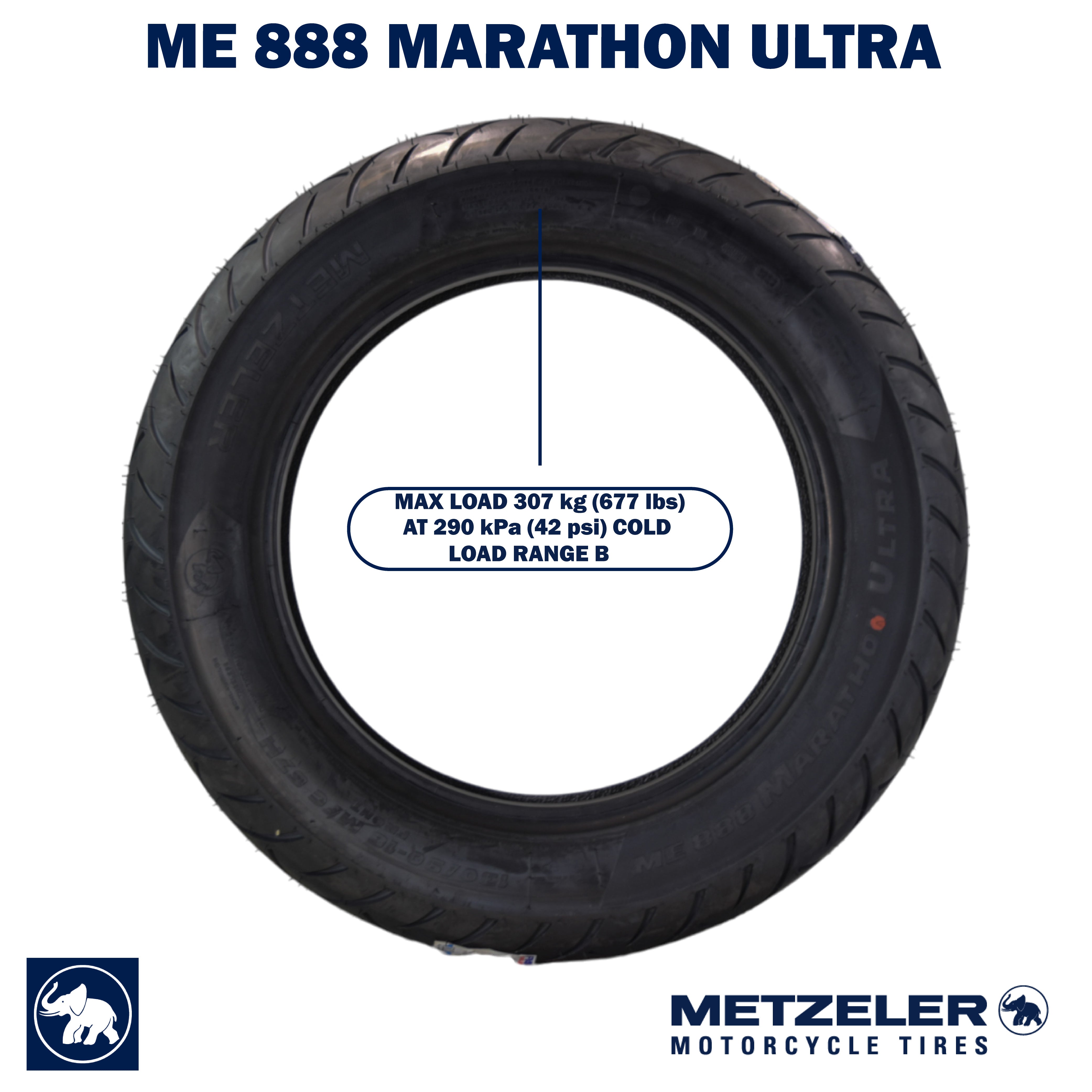 Metzeler ME 888 Marathon Ultra Front 130/90-16 67H Motorcycle Tire with Keychain