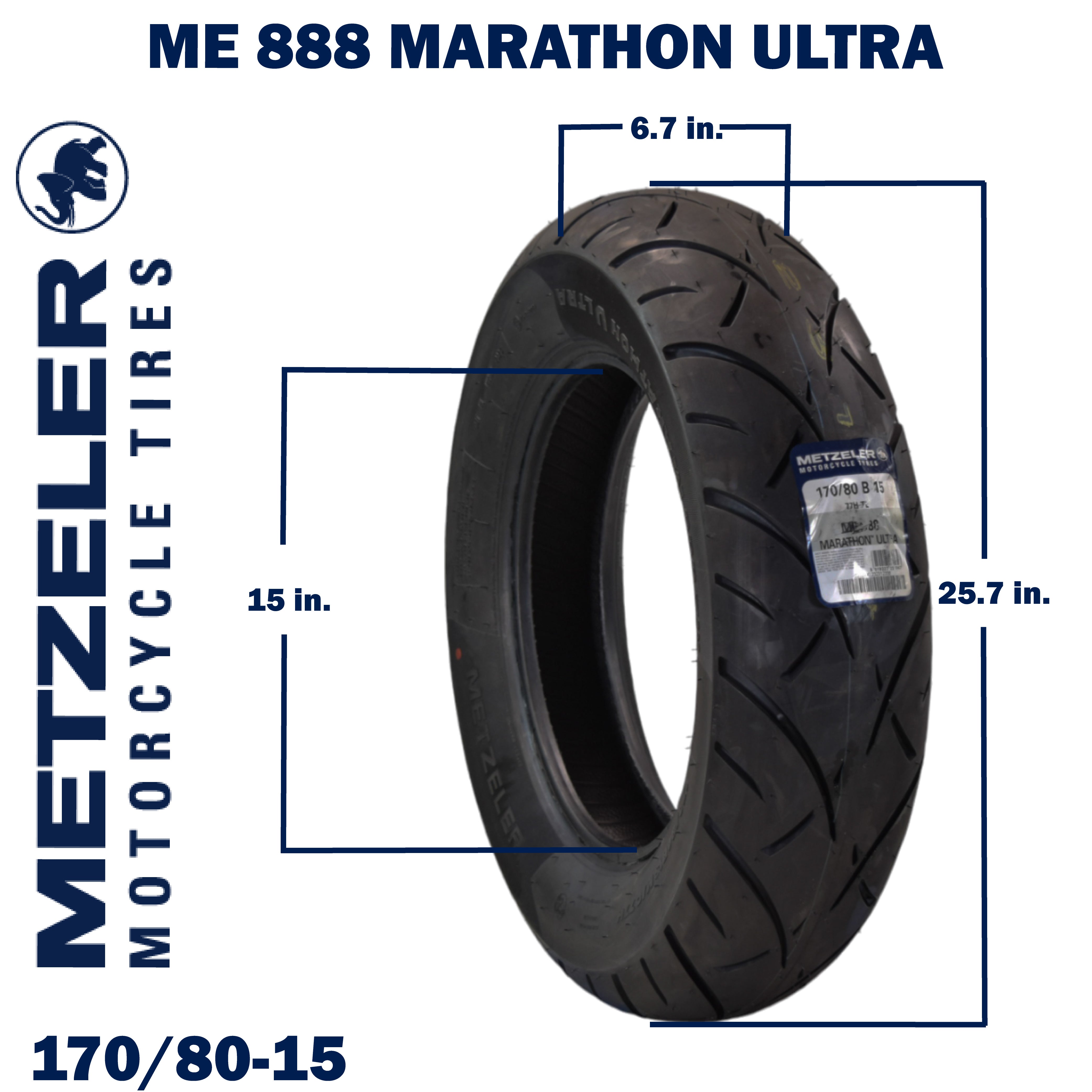 Metzeler ME 888 Marathon Ultra Rear 170/80-15 77H Motorcycle Tire with Keychain