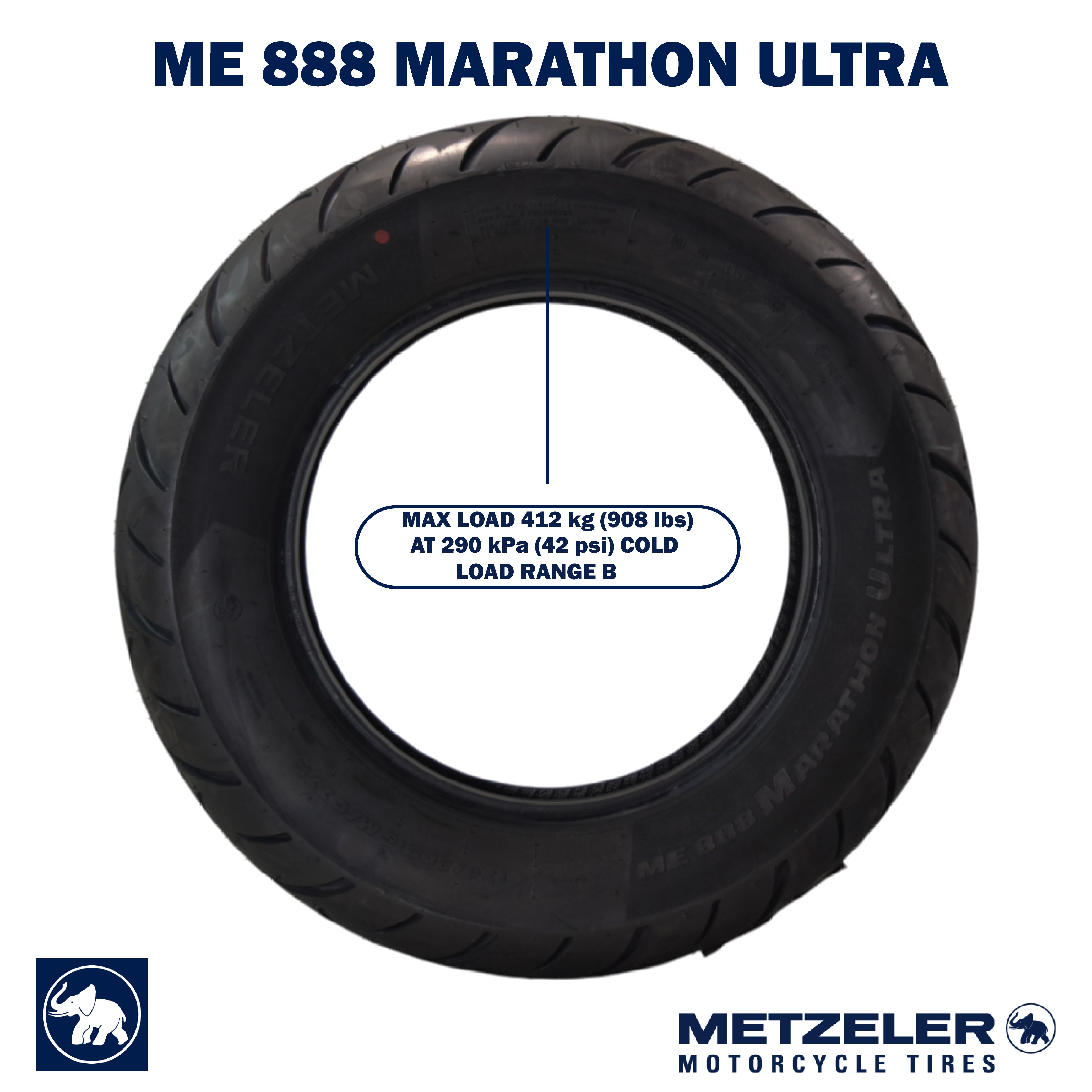 Metzeler ME 888 Marathon Ultra Rear 170/80-15 77H Motorcycle Tire with Keychain