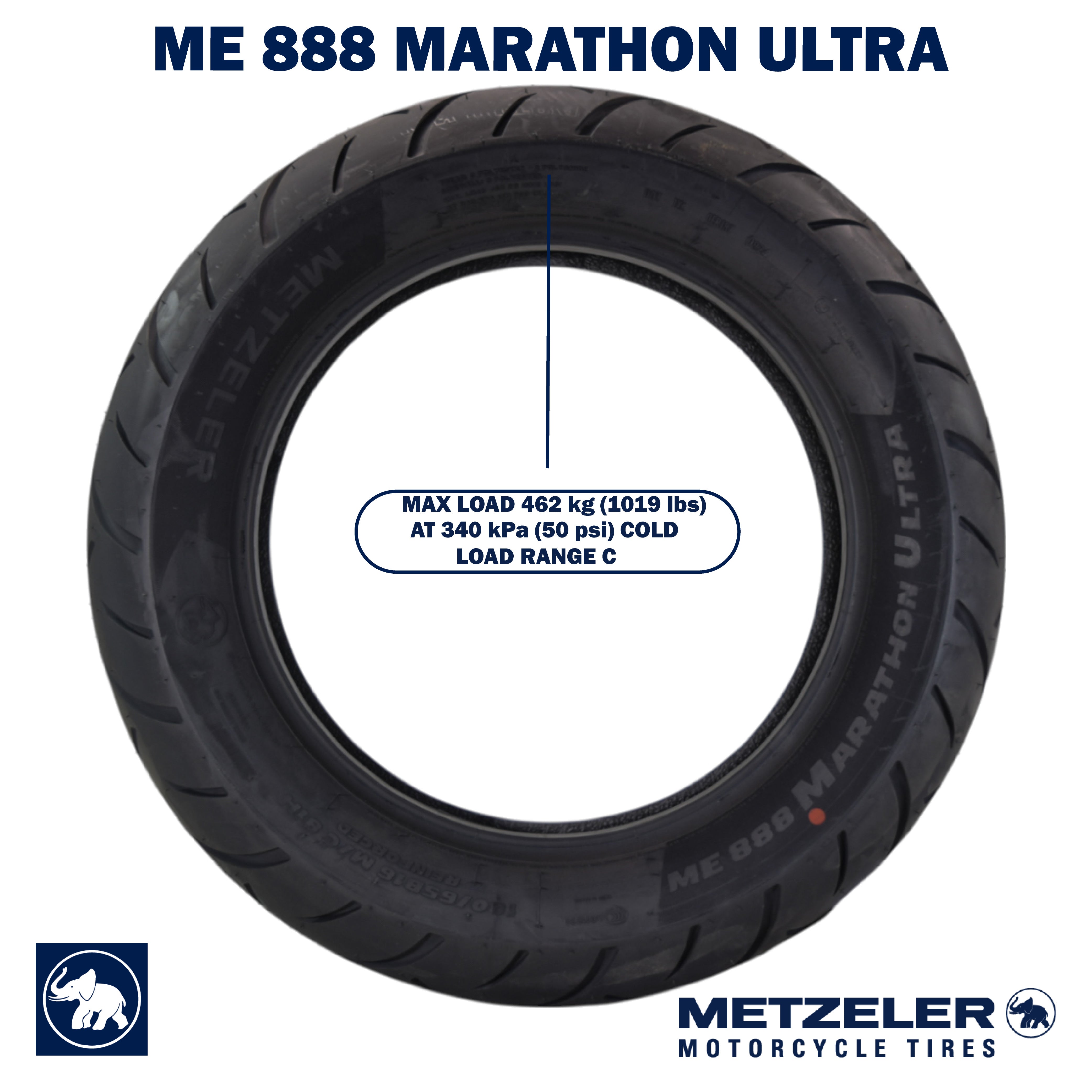 Metzeler ME 888 Marathon Ultra Rear 180/65B16 REINF Motorcycle Tire w/ Keychain