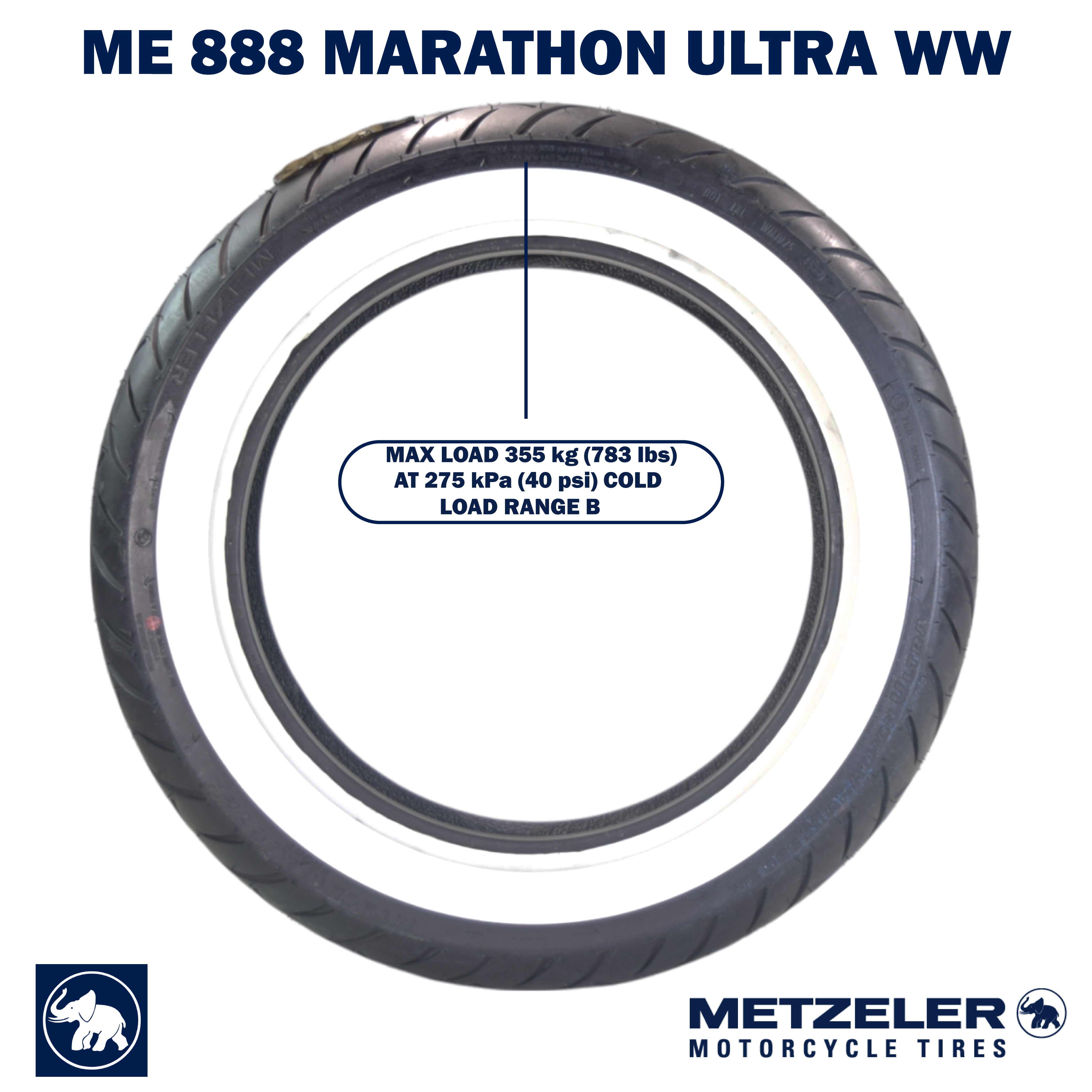 ME 888 Marathon Ultra Front MT90B16 Wide Whitewall 72H