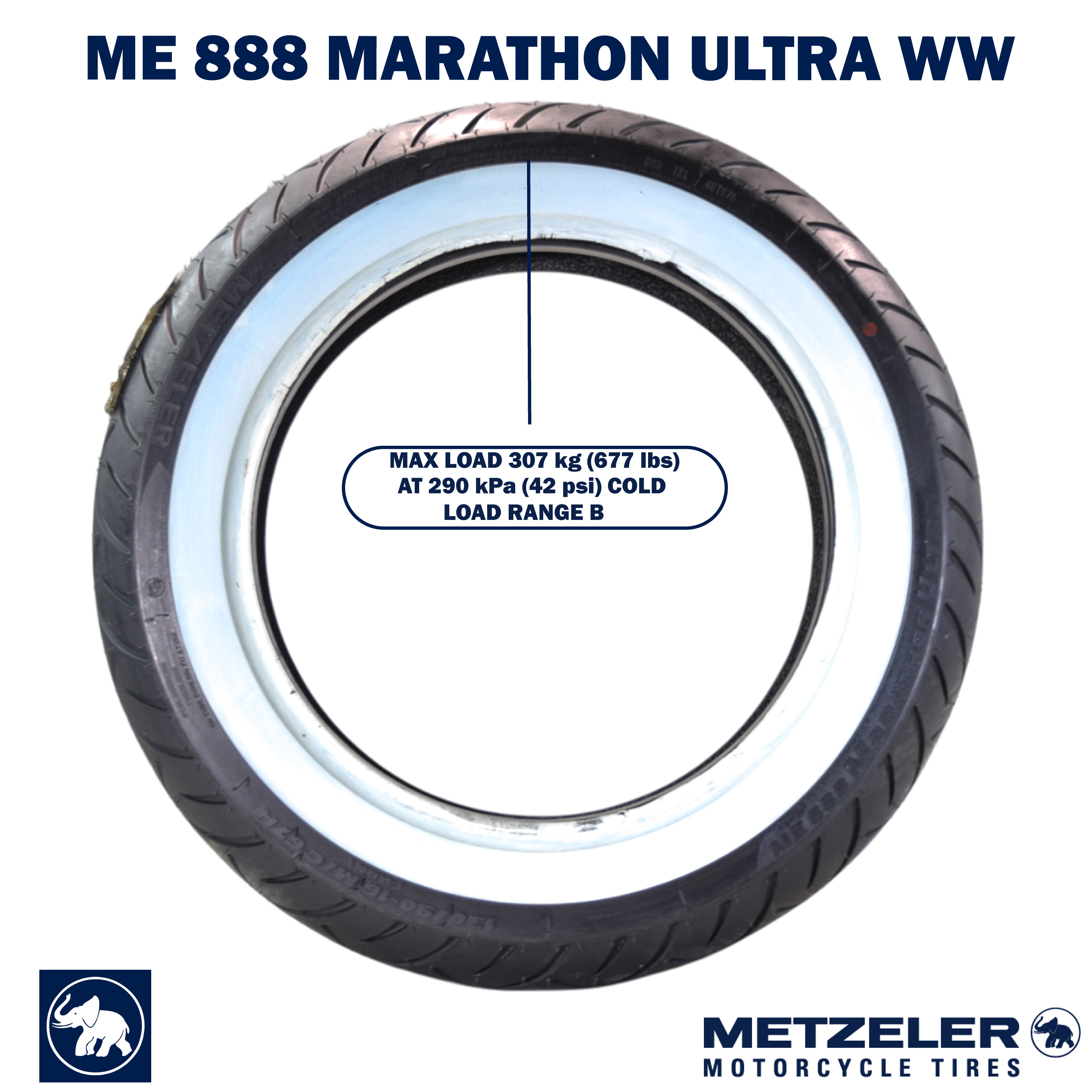 ME 888 Marathon Ultra Front 130/9016 Wide Whitewall 67H