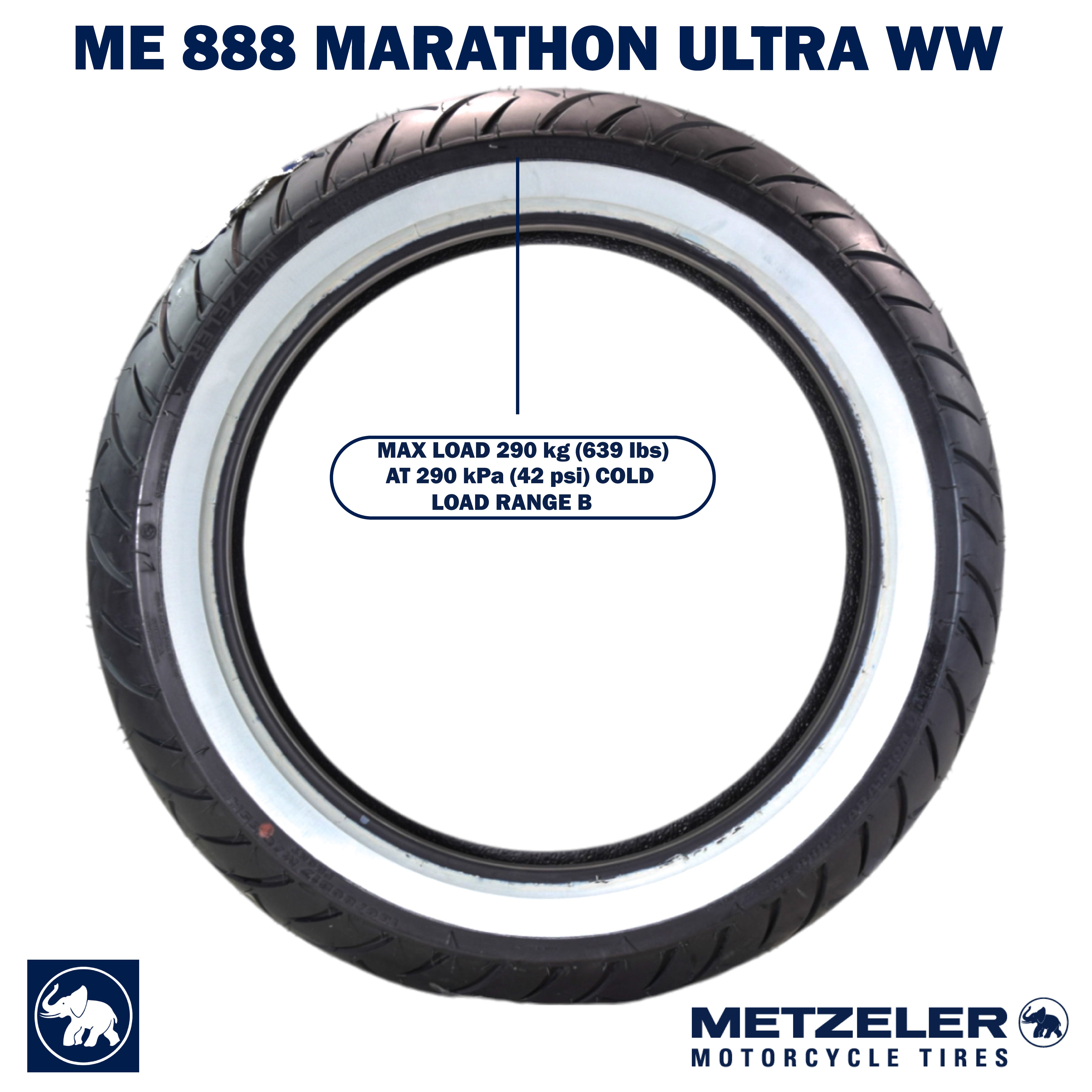 ME 888 Marathon Ultra Front 130/80B17 Wide Whitewall 65H