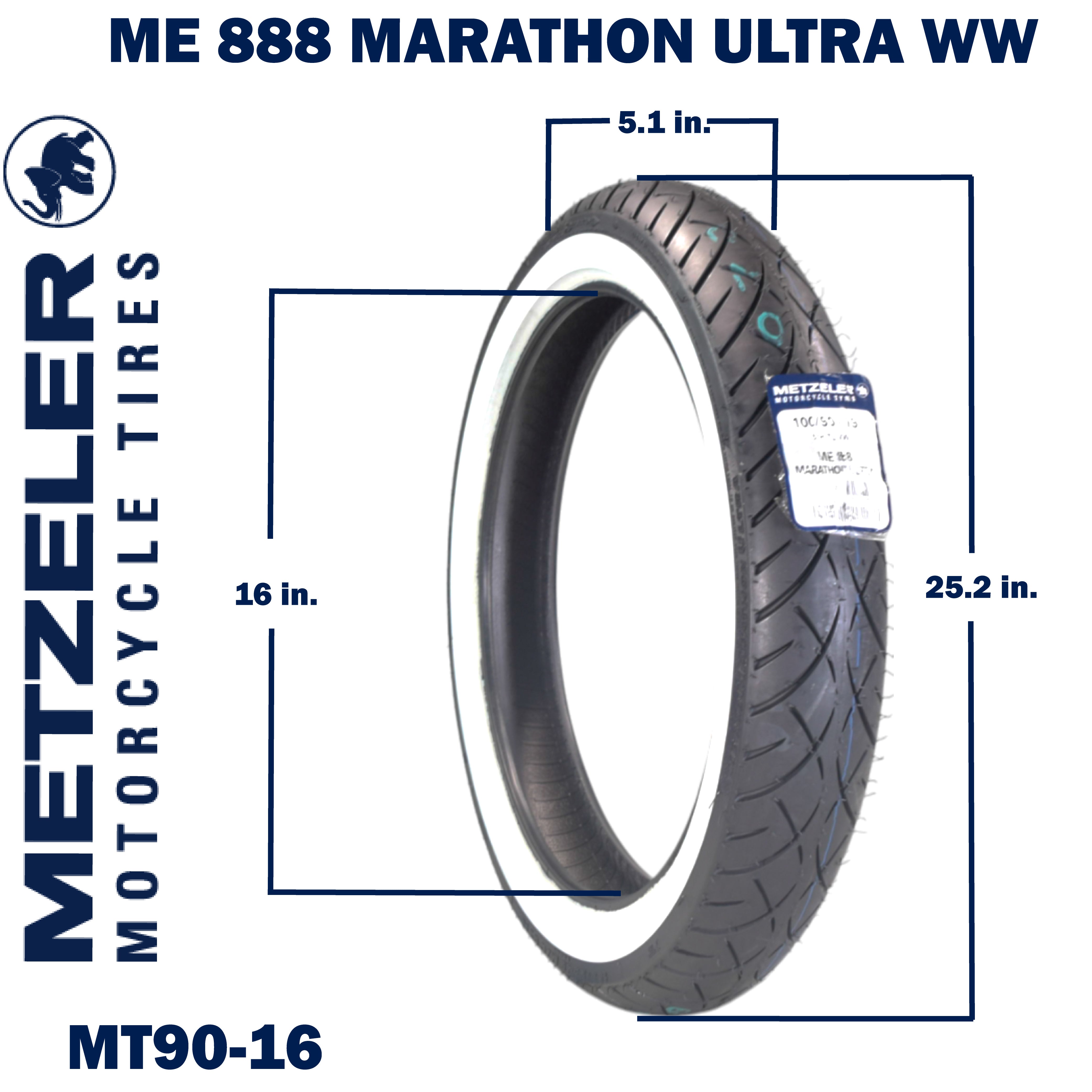 ME 888 Marathon Ultra Front 100/9019 Wide Whitewall 57H