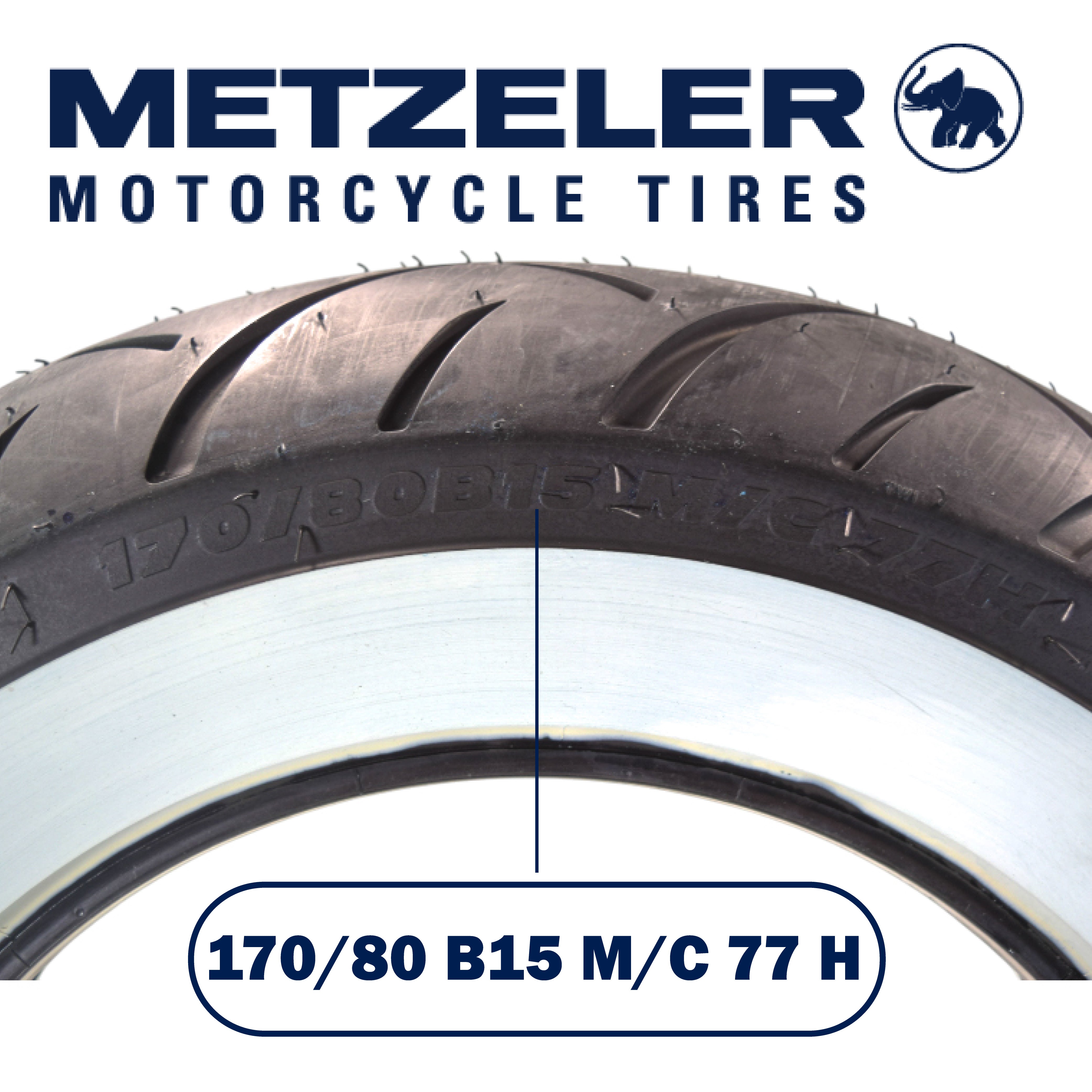 Metzeler ME 888 Marathon Ultra White Wall 170/80-15 Rear Tire with