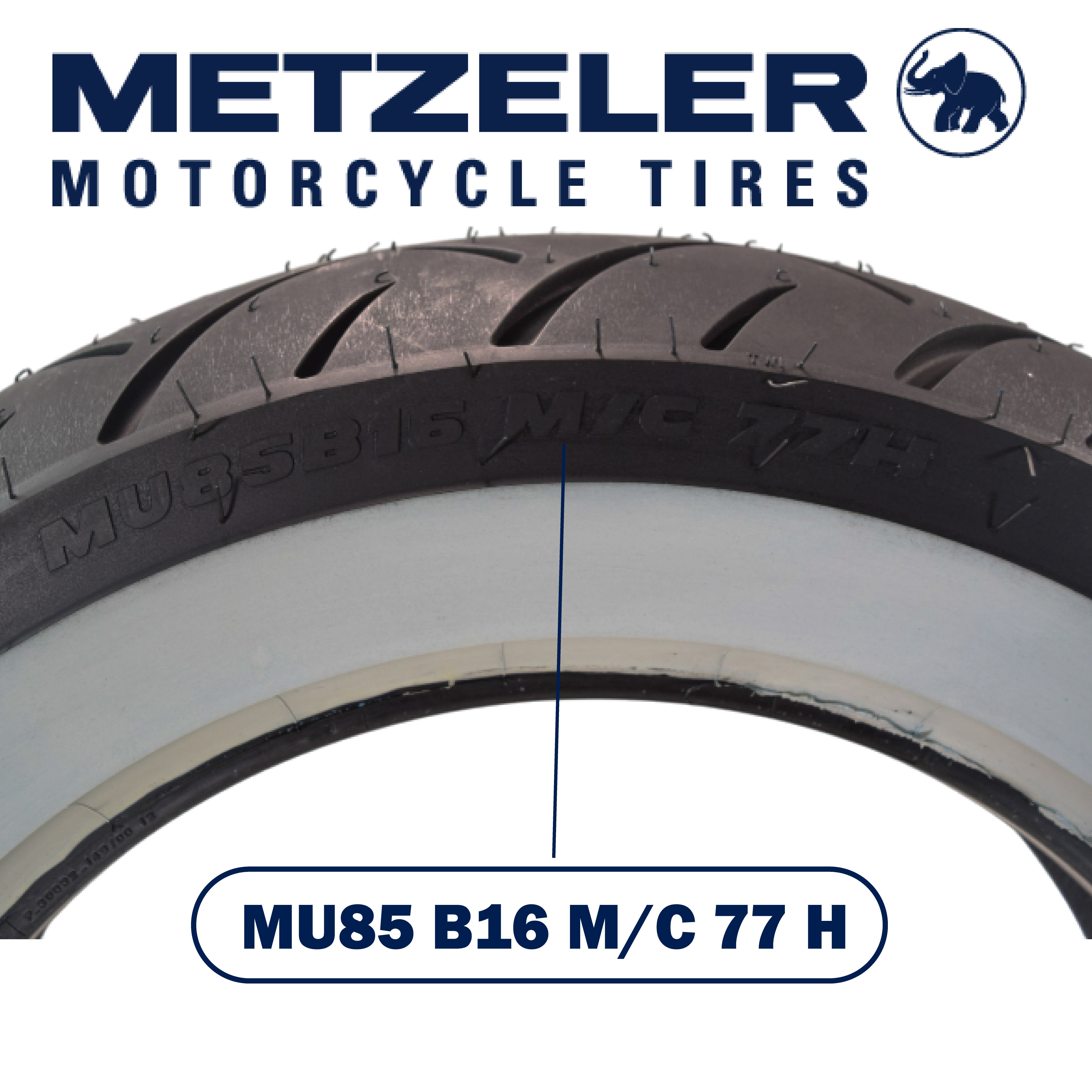 Metzeler ME 888 Marathon Ultra White Wall MU85 B16 Rear Tire with Keychain