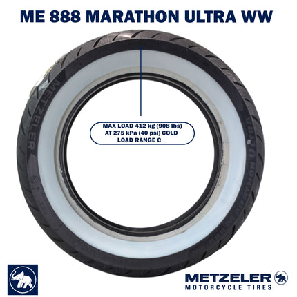 Metzeler ME 888 Marathon Ultra White Wall MU85 B16 Rear Tire with Keychain