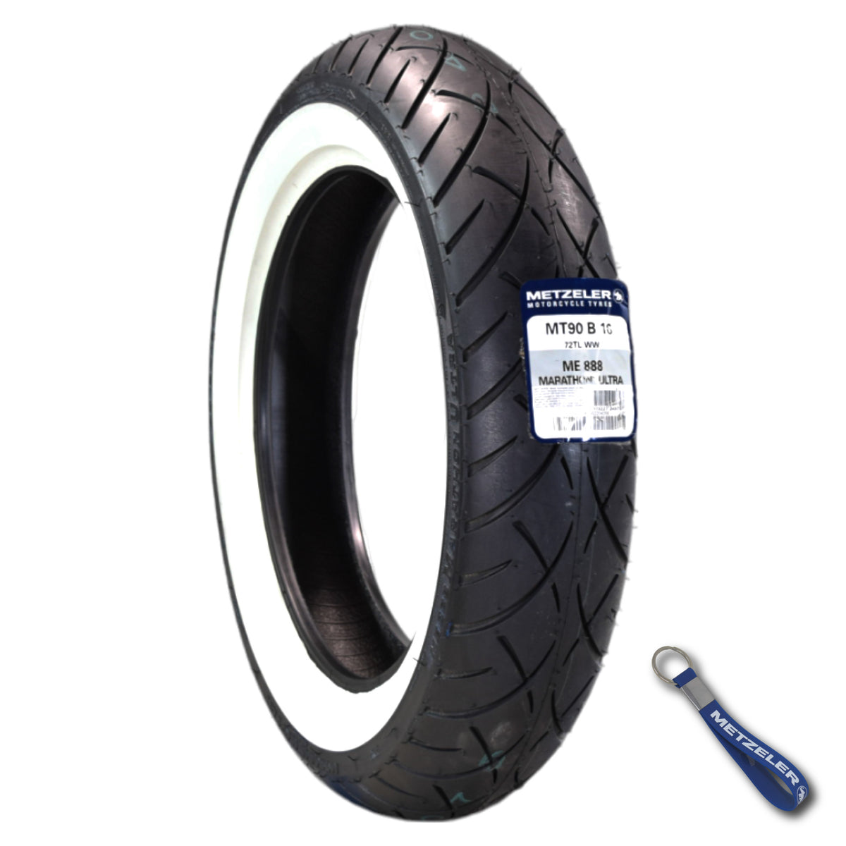 Metzeler ME 888 Marathon Ultra White Wall MT90 B16 Rear Tire with Keychain